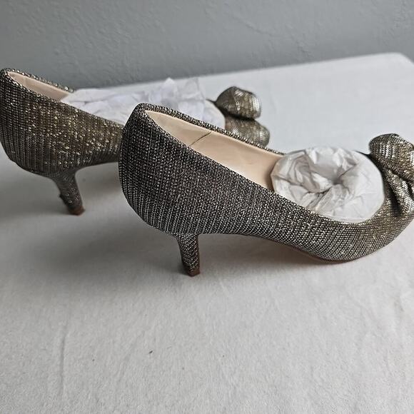 Caparros Heels Womens 7.5B Pumps‎ Floral Sparkly Gold Silver Cocktail Wedding - Picture 4 of 9